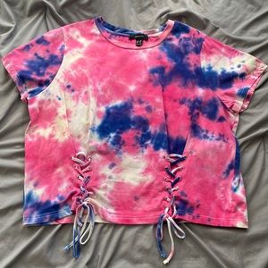 EUC Forever 21 Tie Dye Corset Waist Top Sz 3X